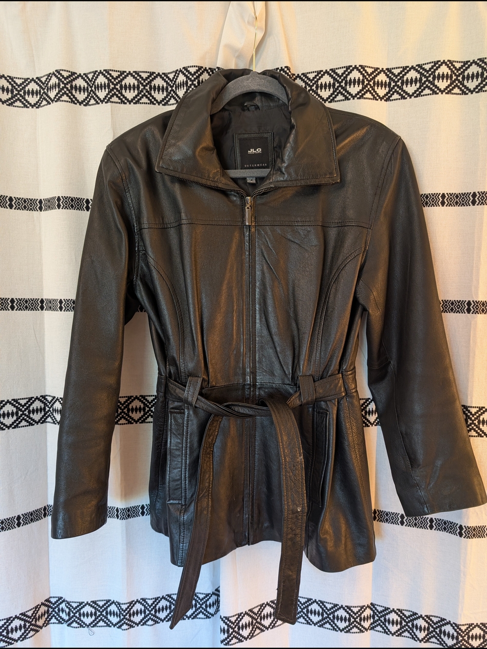 Vintage WOMEN Leather Belted Jacket - Black Size Small